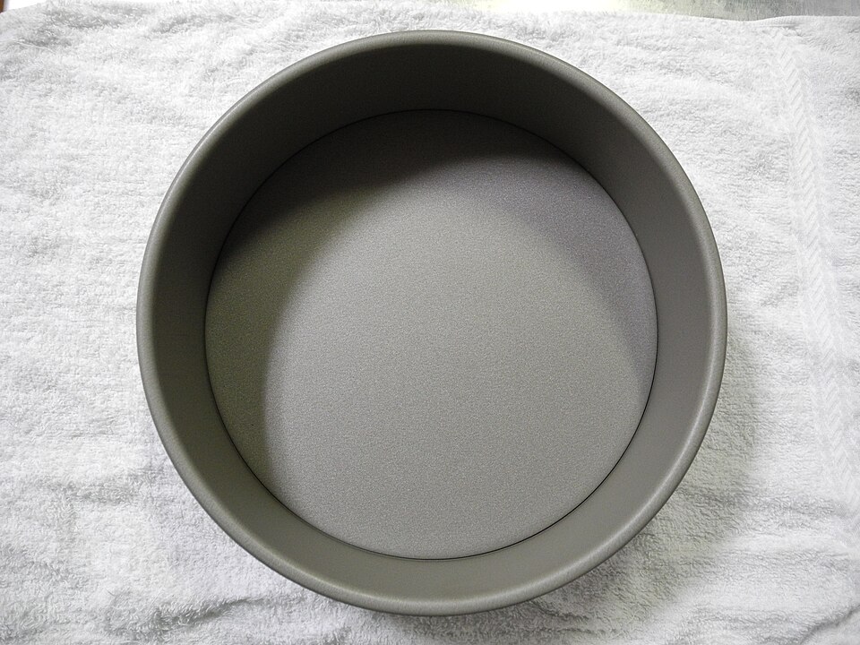 A round, deep cake tin