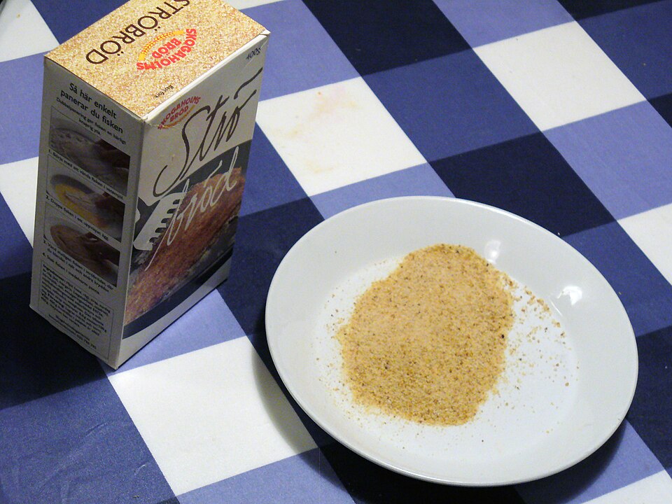 A plate of dried breadcrumbs