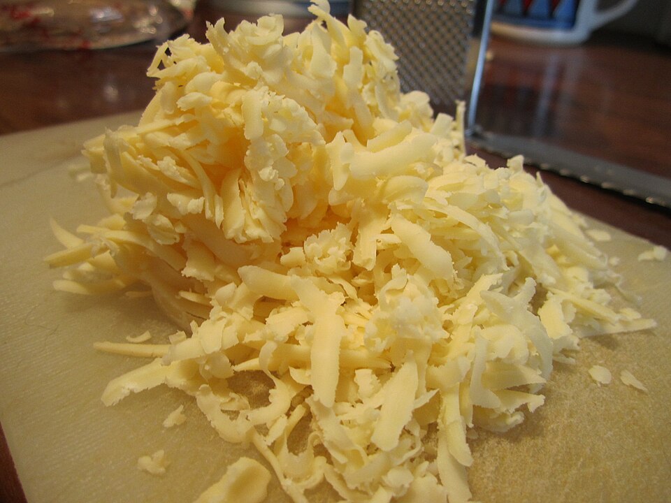 A pile of grated cheese