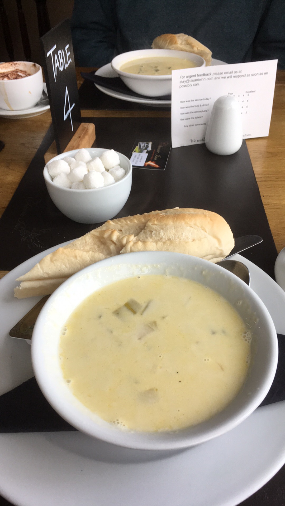 A bowl of Cullen skink served with bread