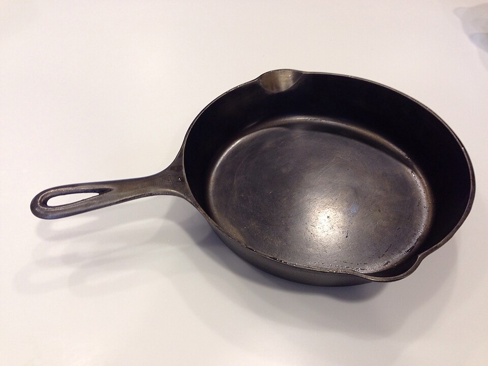 A cast iron skillet