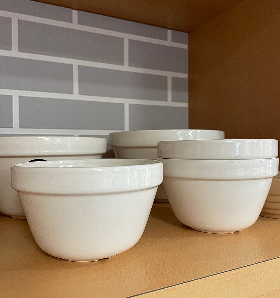 White ceramic pudding basins