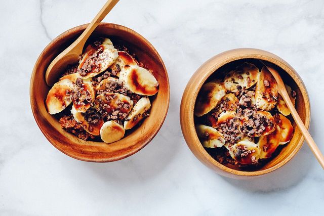 Two bowls of banana oatmeal