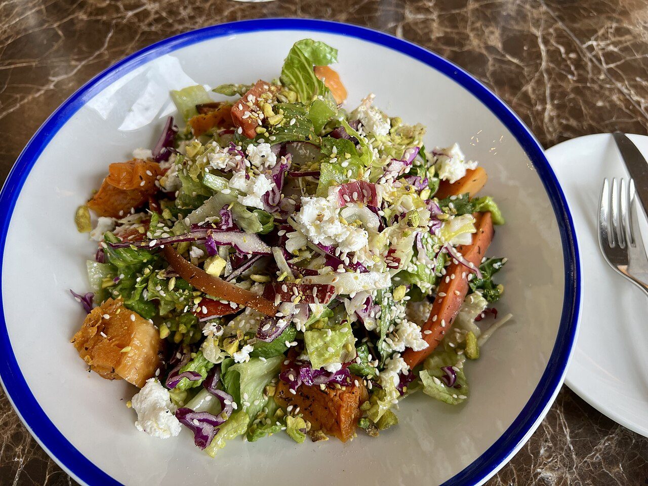Plate of mixed vegetable salad