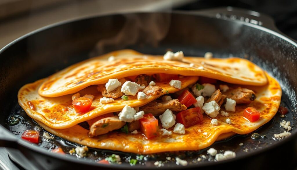 Greek-Style Chicken Shawarma Quesadilla Cooking