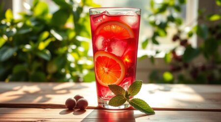 Hibiscus Iced Tea with Citrus and Mint