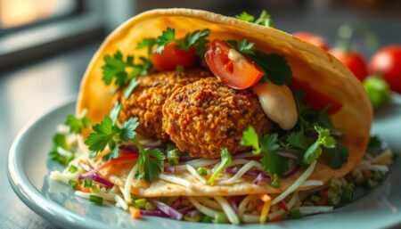 Mediterranean Falafel Tacos with Tahini Slaw