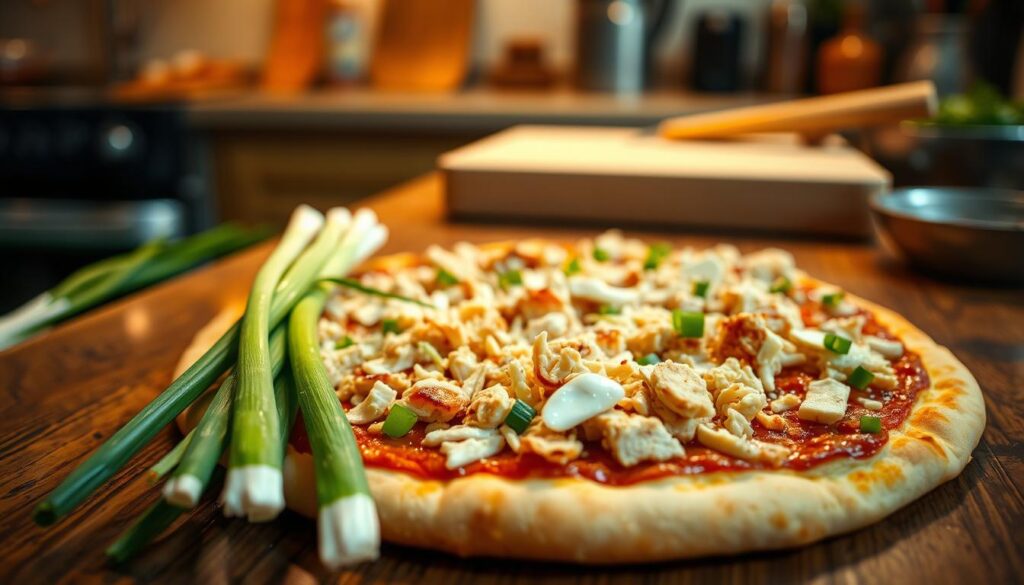 Scallion pizza assembly