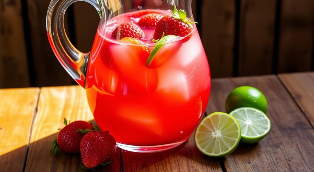 Strawberry Lime Agua Fresca in Pitcher