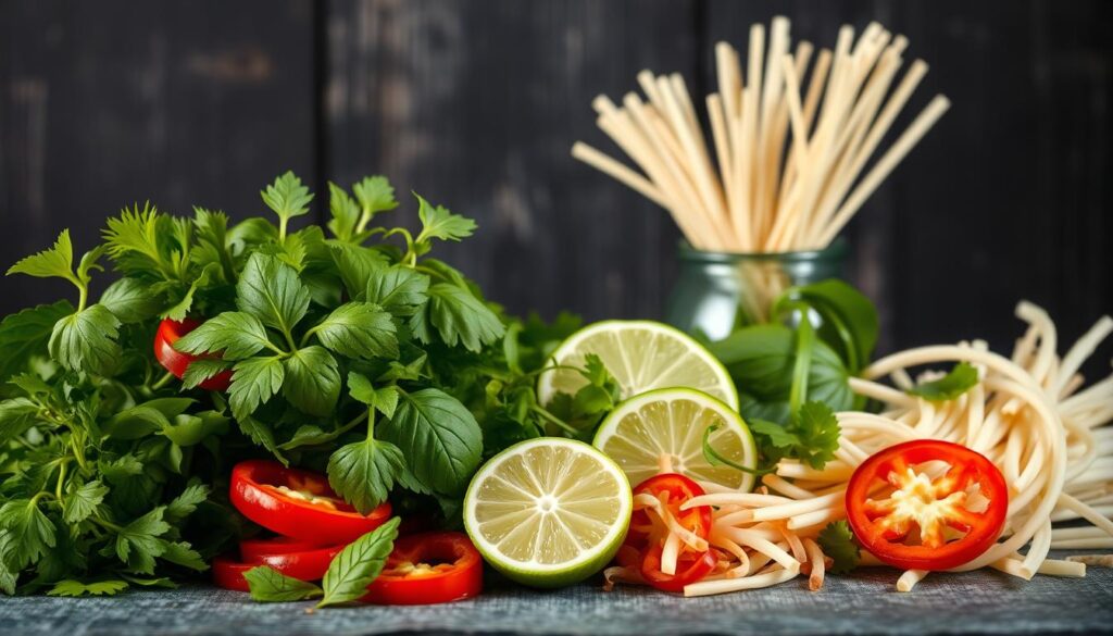 Vietnamese cuisine-inspired dish garnishes