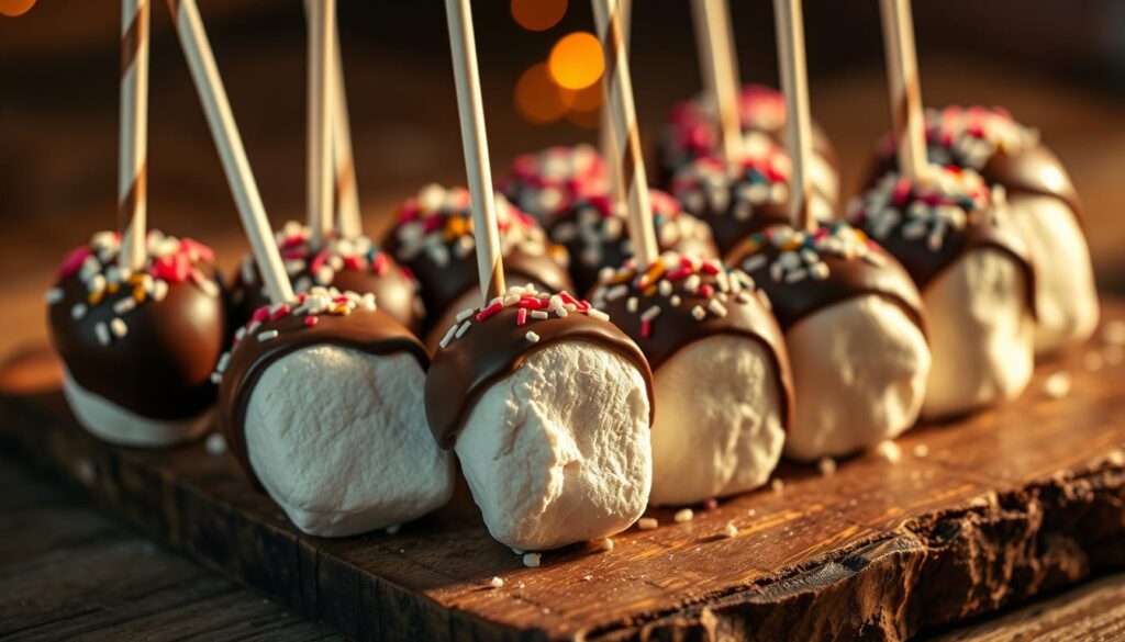 chocolate marshmallow pops as party favors
