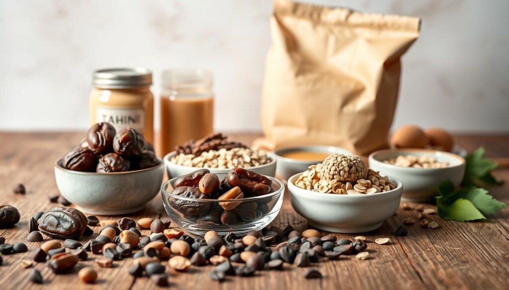 chocolate tahini energy balls ingredients