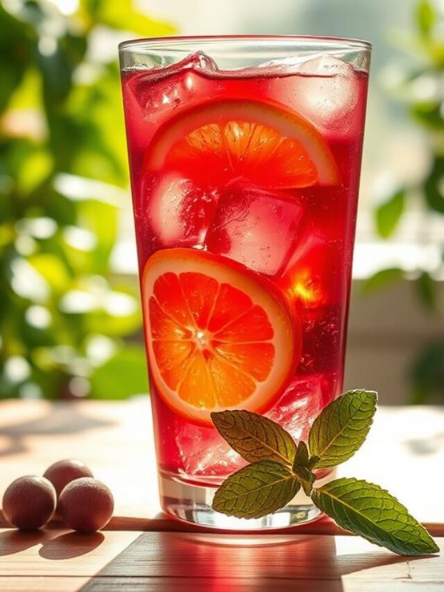 Hibiscus Iced Tea with Citrus and Mint