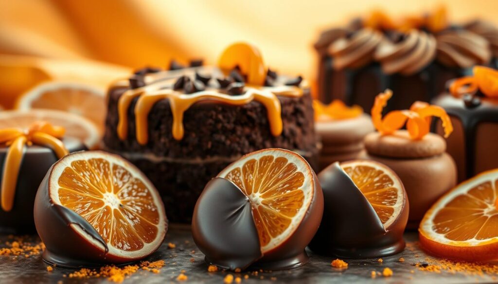 decadent desserts with chocolate and citrus