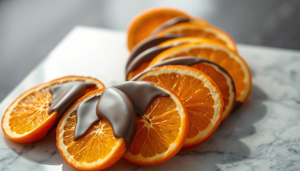 gourmet chocolate orange slices presentation