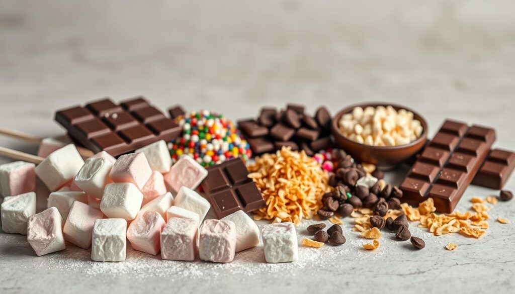 gourmet dessert ingredients for marshmallow pops