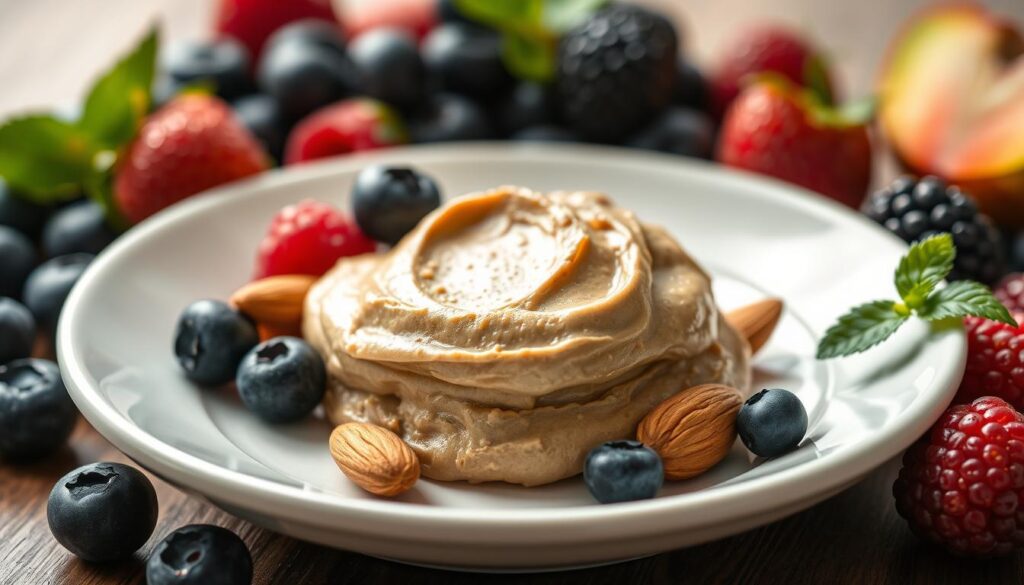 natural almond butter and fresh berries