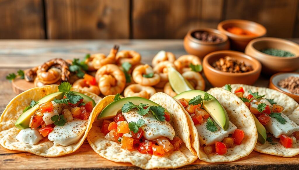 seafood tacos presentation