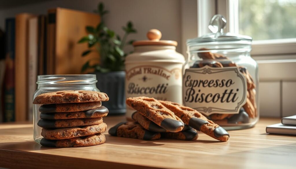 storing chocolate espresso biscotti